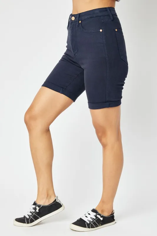 Full Size High Waist Tummy Control Bermuda Shorts, image 2