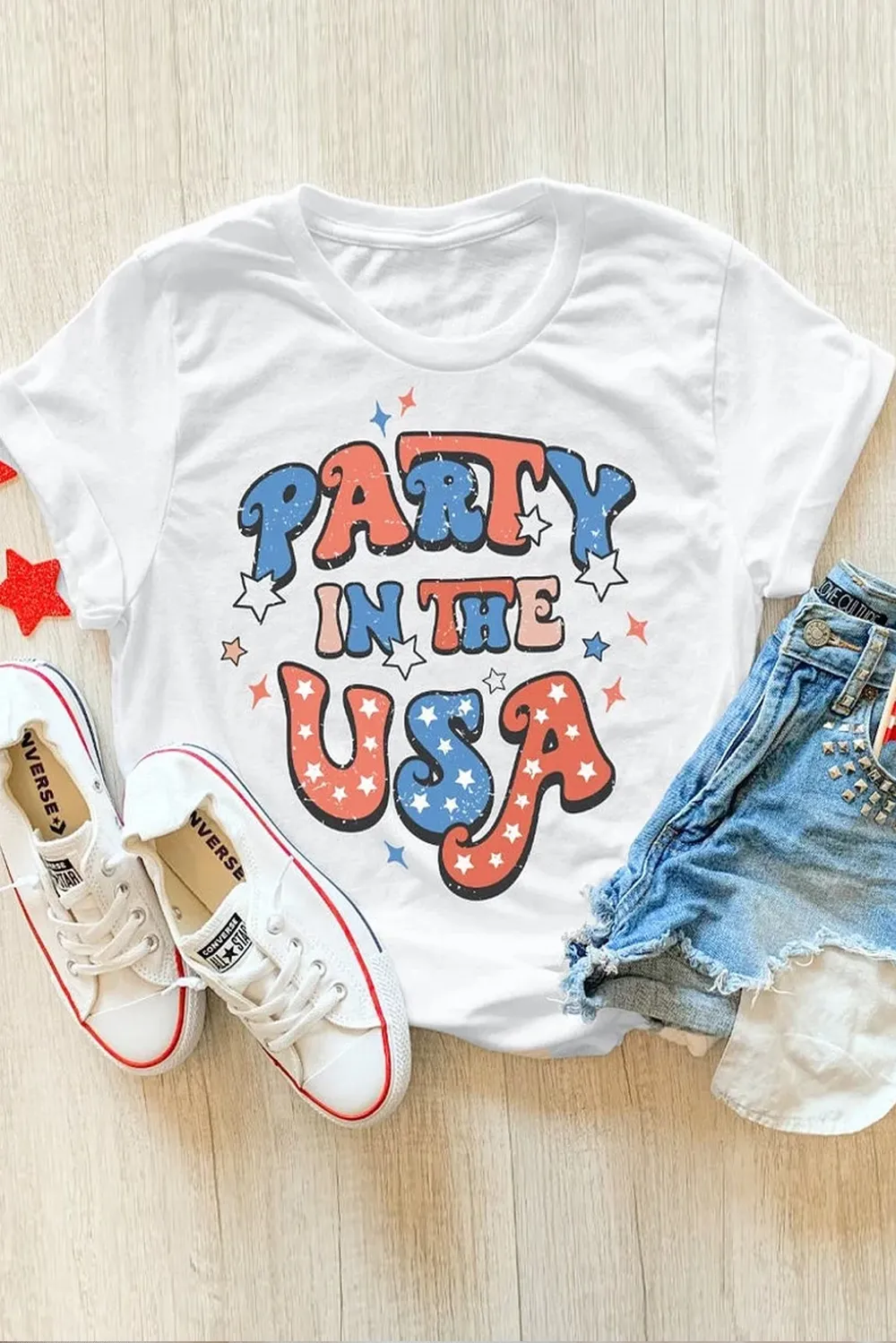 Letter Graphic Round Neck Short Sleeve T-Shirt, image 2