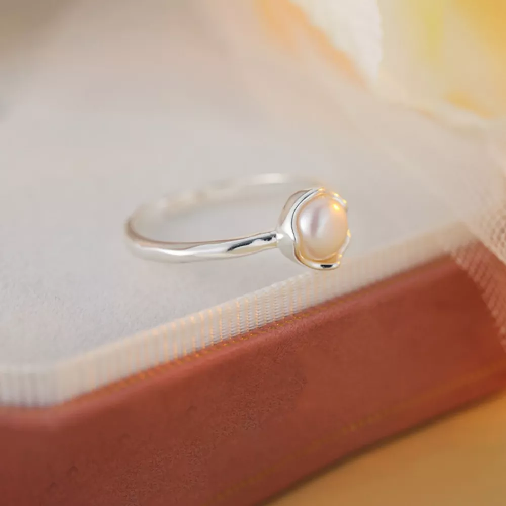 Freshwater Pearl 925 Sterling Silver Open Ring, image 4