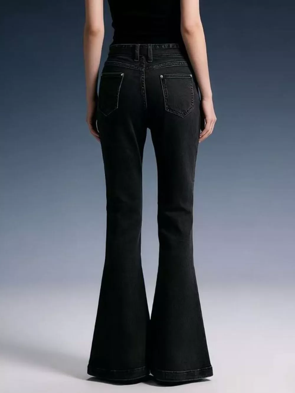 Bow-Tie High-Waisted Flare Jeans, image 10