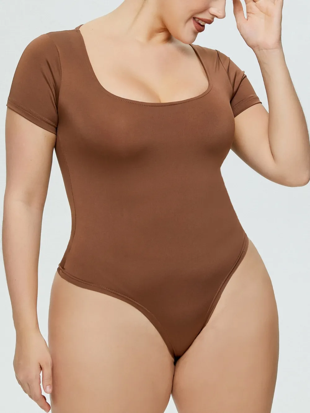 Full Size Square Neck Short Sleeve Bodysuit, image 5