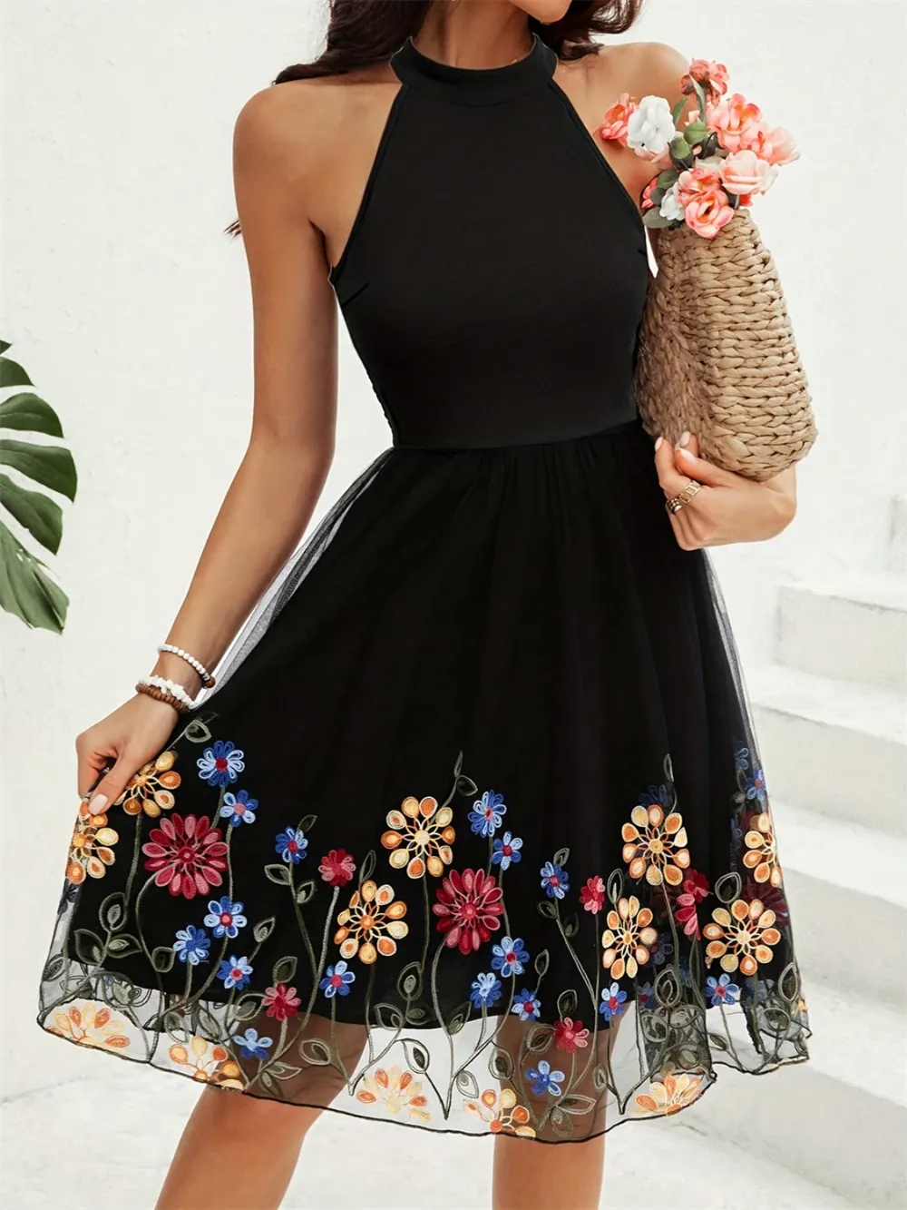 Cutout Grecian Neck Mini Dress, image 5