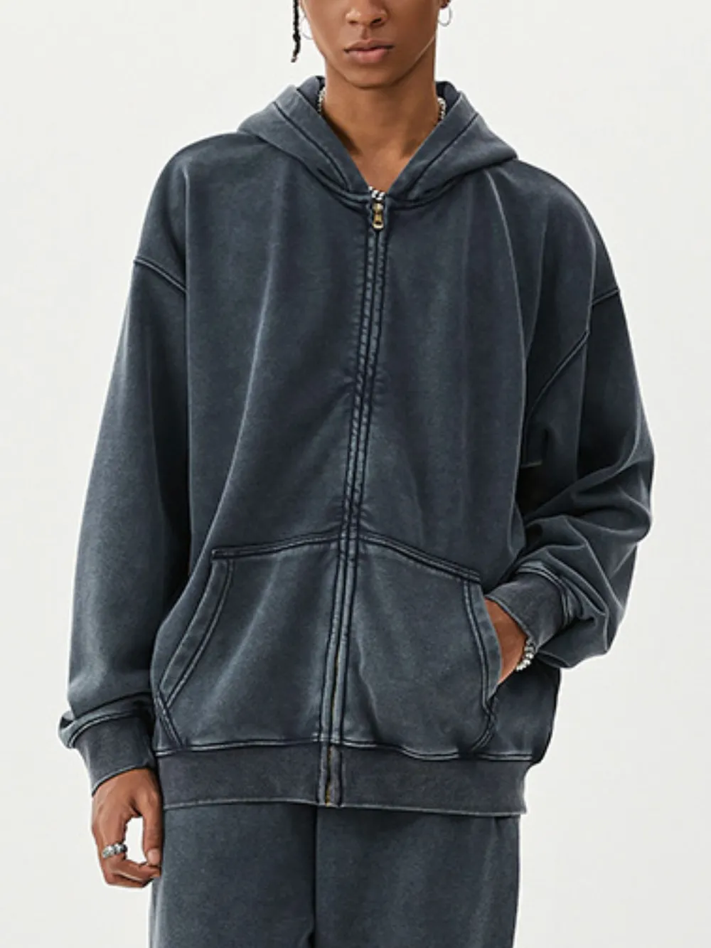 Men's Zip Up Long Sleeve Hoodie, image 8