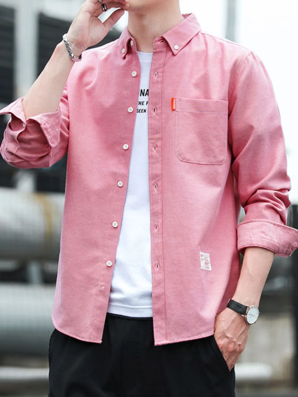 Men's Plus Size Button Down Shirt with Chest Pocket, image 3