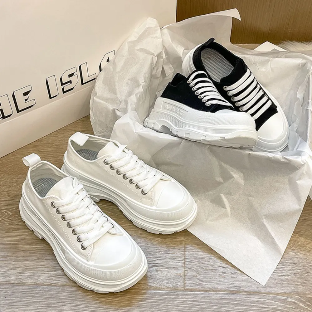 Lace Up Round Toe Platform Sneakers, image 5