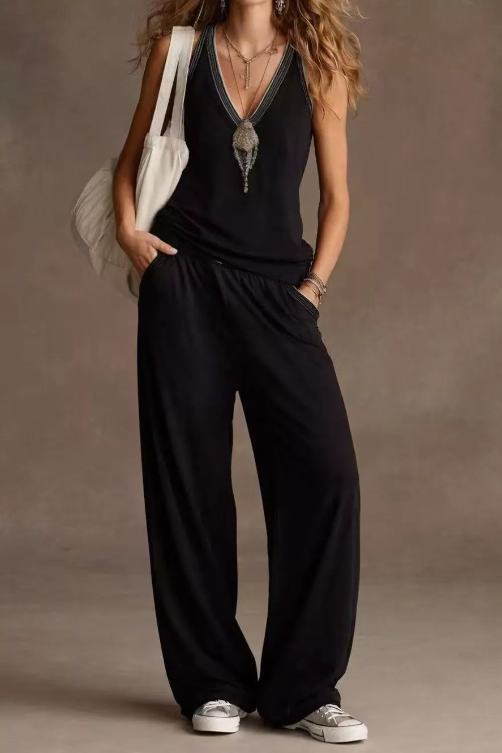 V-Neck Tank and Wide Leg Pants Set, image 8