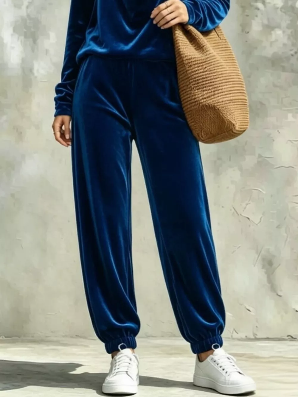 Full Size Velvet Cowl Neck Long Sleeve Top and Pants Set Plus Size, image 6