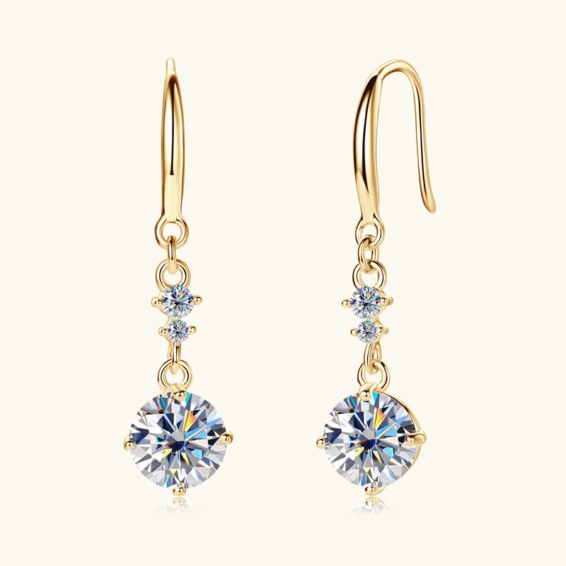 2 Carat Moissanite 925 Sterling Silver Earrings, image 2