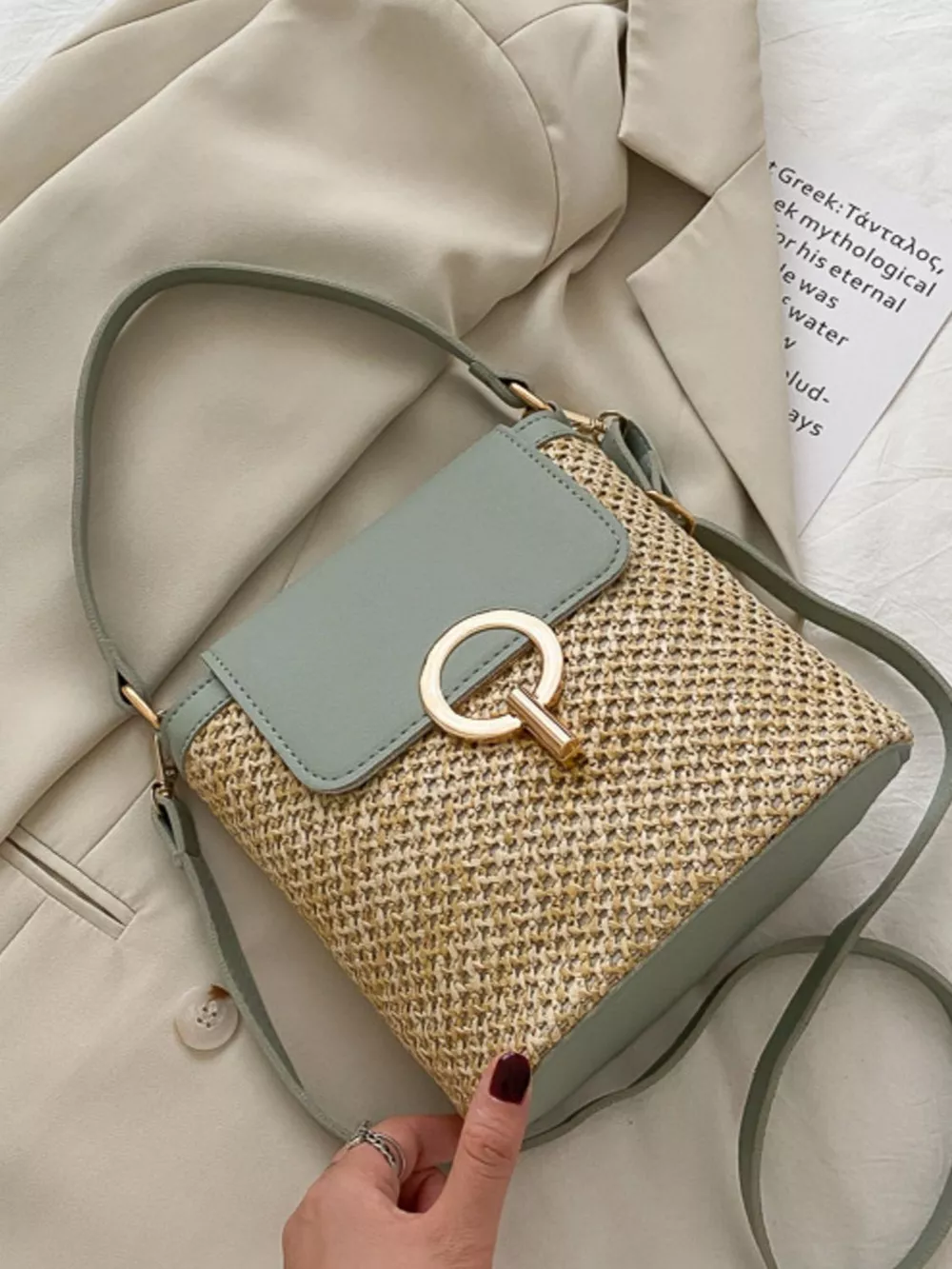 Woven Straw Crossbody Bag, image 4