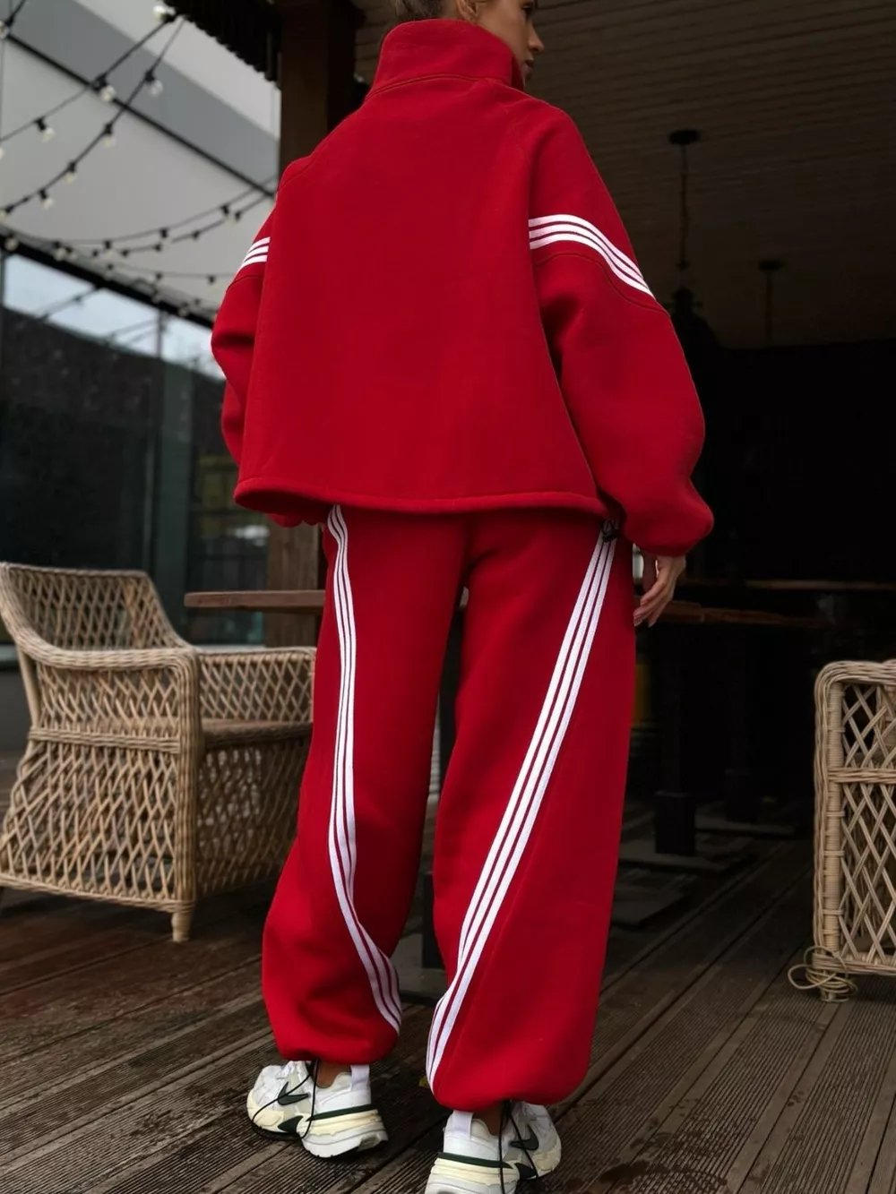 Contrast Striped Zip Up Top and Pants Set, image 18