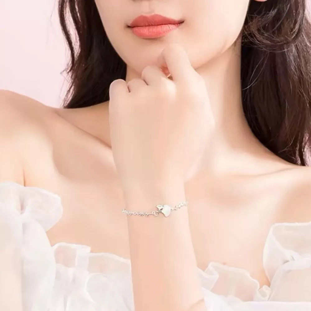 925 Sterling Silver Ginkgo Leaf Bracelet