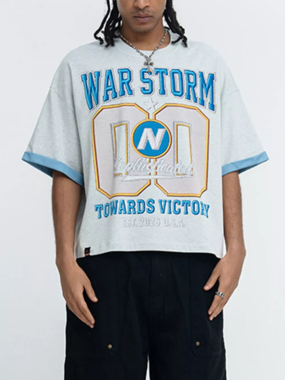 Men's War Storm Graphic Round Neck T-Shirt
