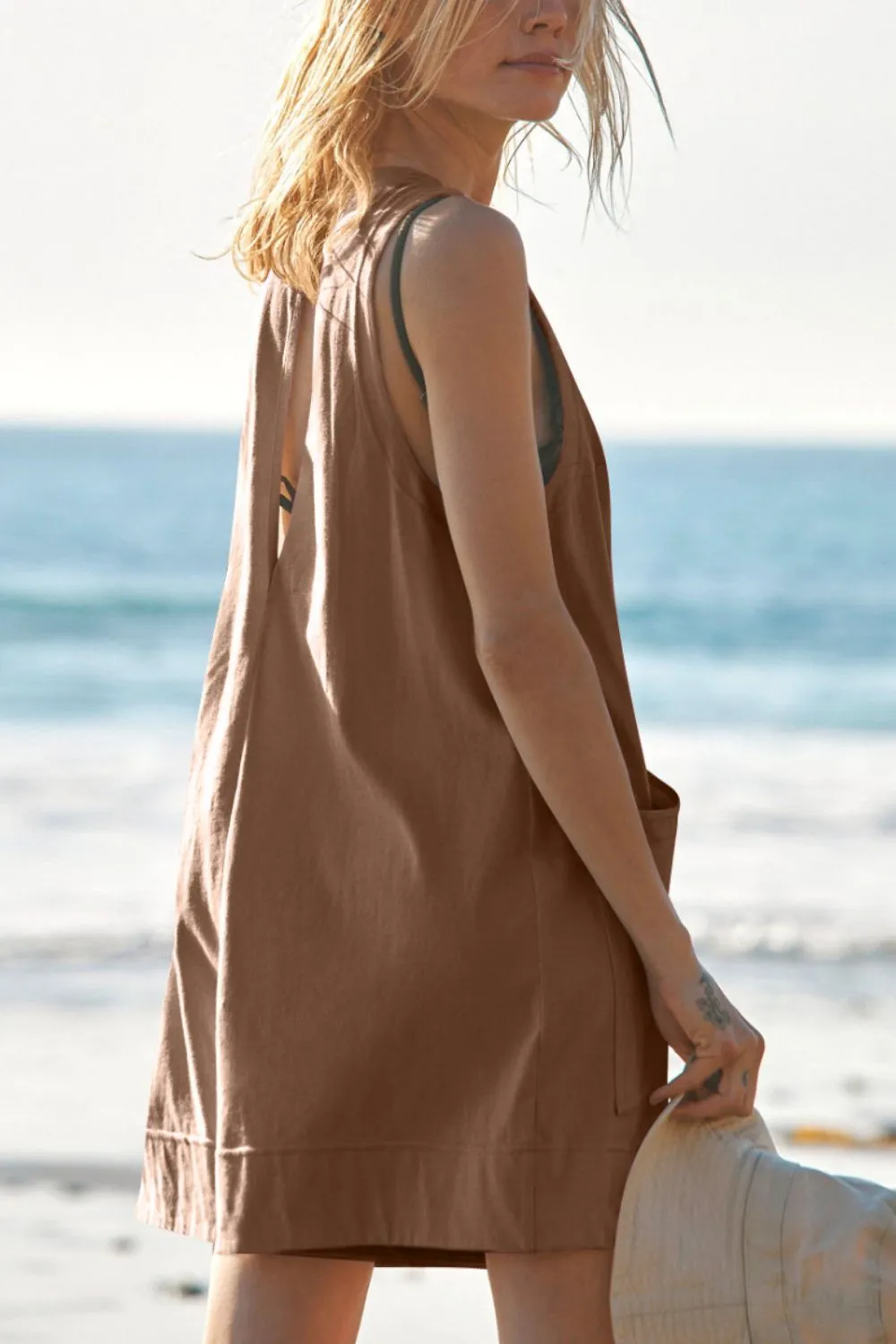 Round Neck Sleeveless Romper with Pockets, image 15