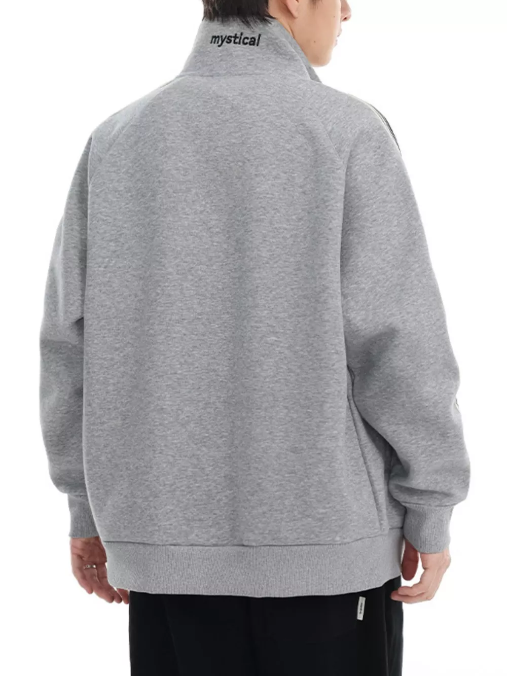 Men's Plus Size Striped Sleeve Zip-Up Sweatshirt, image 8