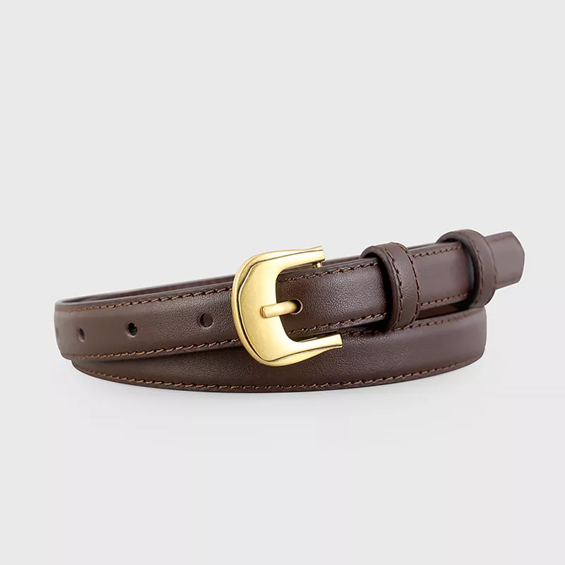 Leather Belt with Golden Buckle, image 7