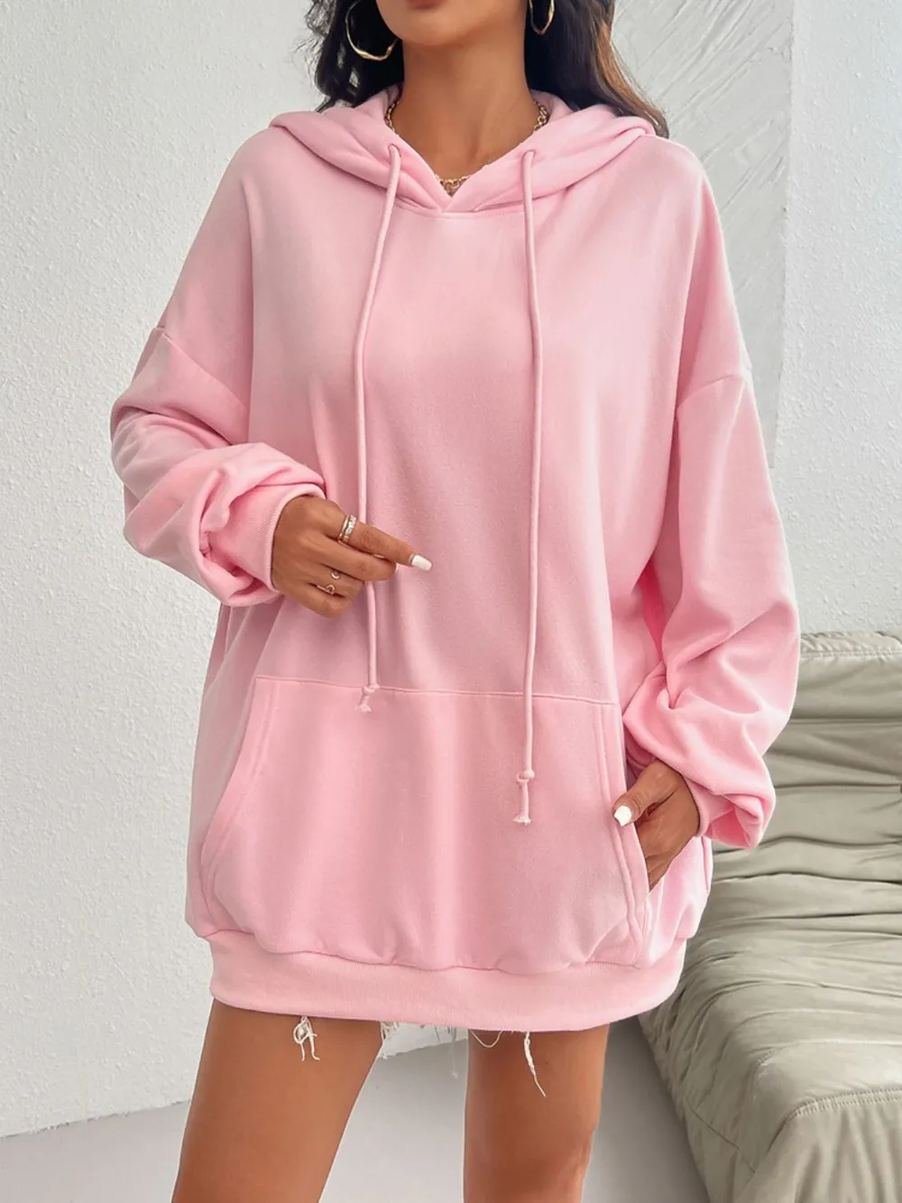 Drawstring Long Sleeve Hoodie, image 6