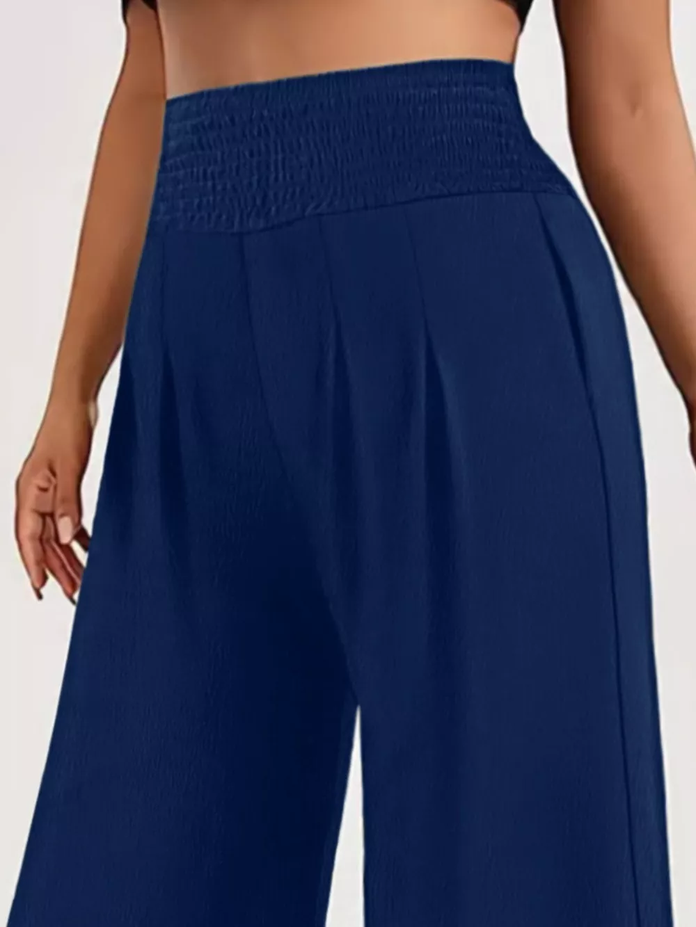 Plus Size High Waist Wide Leg Smocked Waist Pants, image 3
