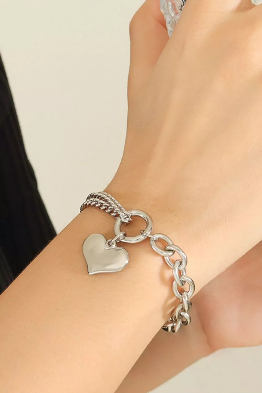 Half Chunky Chain Titanium Steel Bracelet, image 2