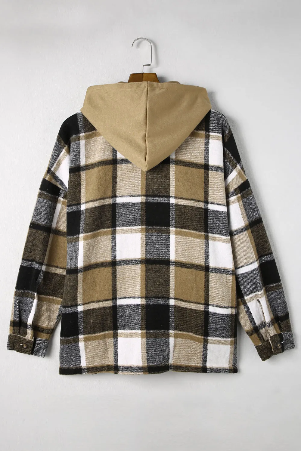 Plaid Button Up Hooded Shacket, image 3