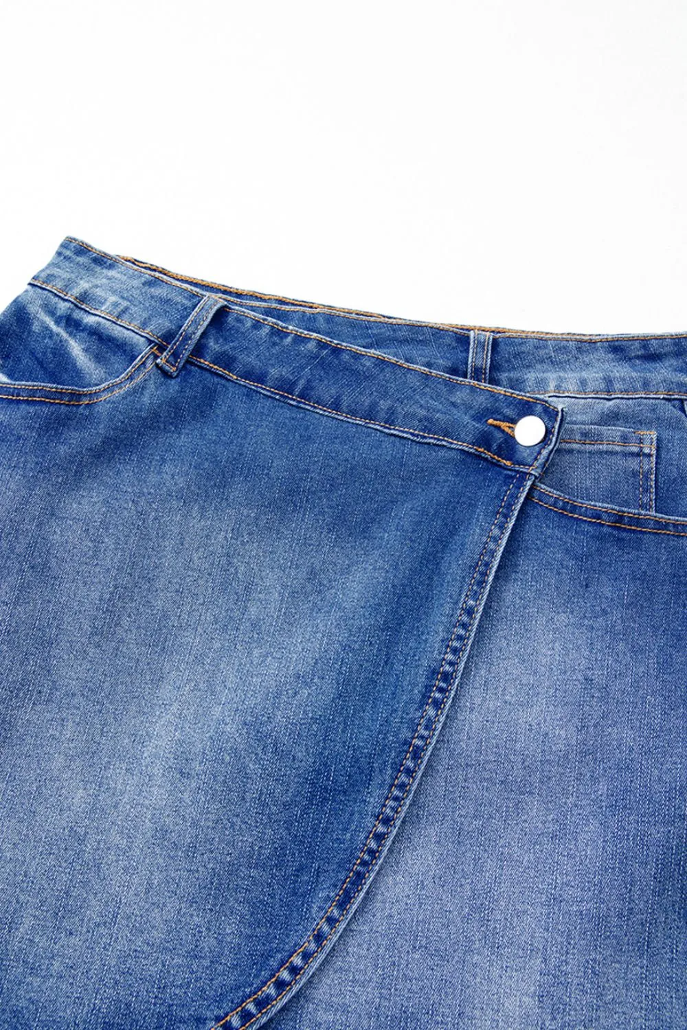 Wrapped Crossed Waist Denim Mini Skirt, image 2