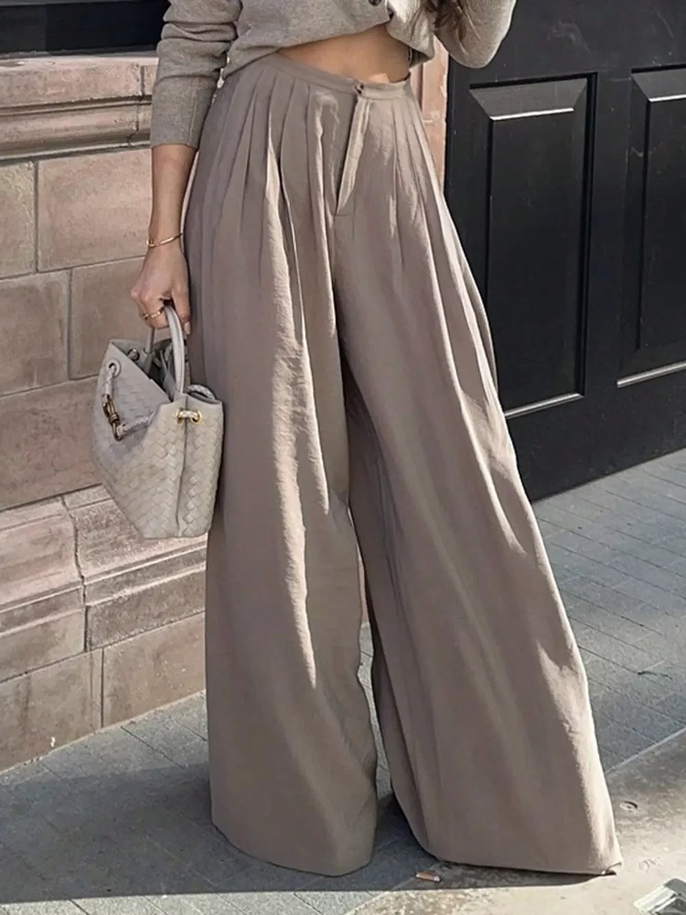 Wide-Leg Pleated Pants, image 2
