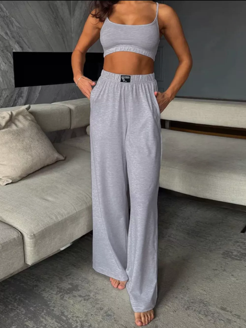 Scoop Neck Cami and Pants Set, image 2