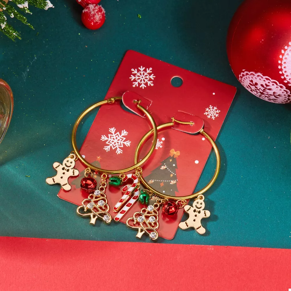 Christmas Theme Hoop Earrings, image 2