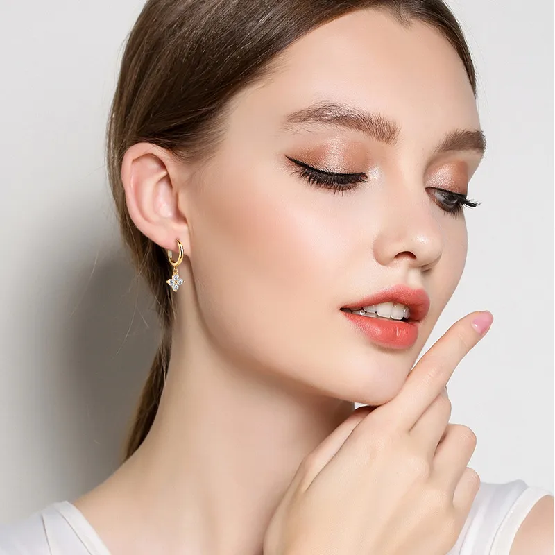 925 Sterling Silver Moissanite Hoop Drop Earrings, image 3
