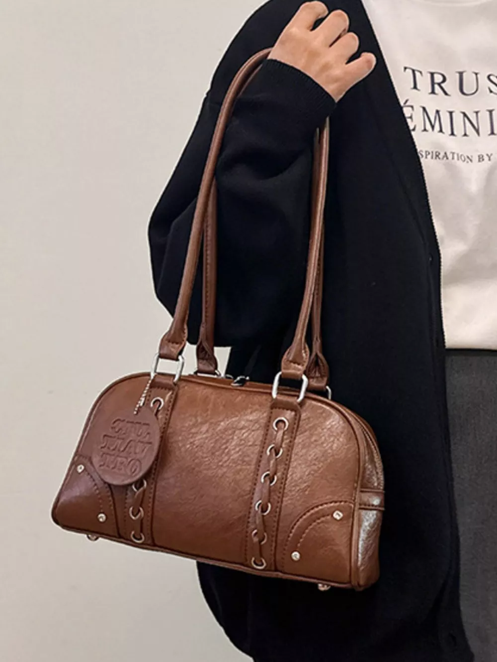 Vintage Style Leather Shoulder Bag, image 3