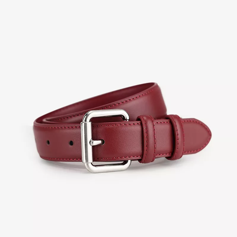 Classic Leather Belt with Buckle, image 4