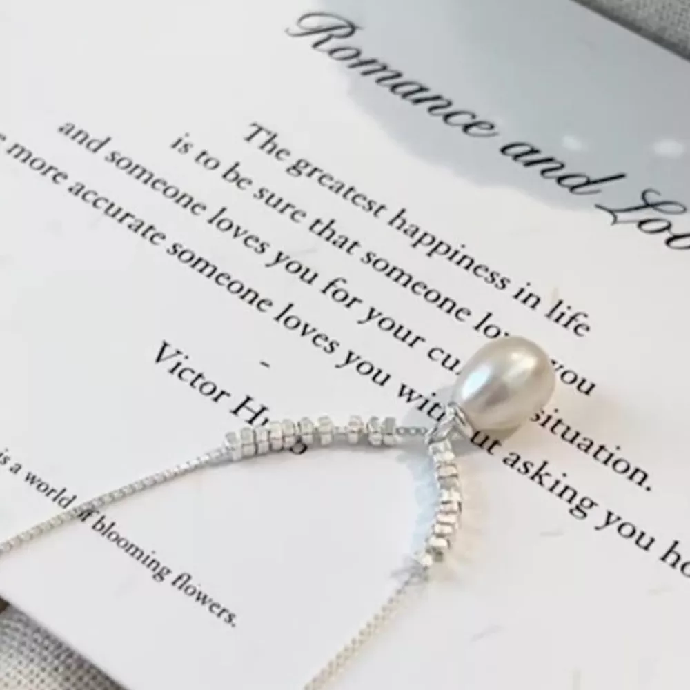 925 Sterling Silver Pearl Drop Necklace, image 3