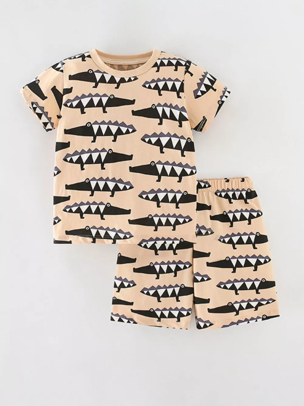 Children's Crocodile Print Short Sleeve Tee and Shorts Set