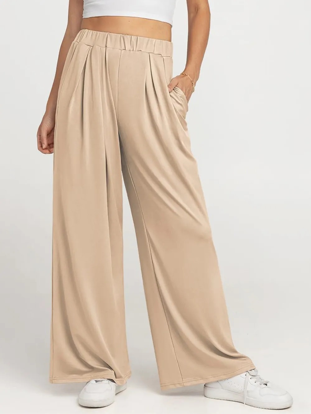 Elastic Waist Wide Leg Pants, image 29