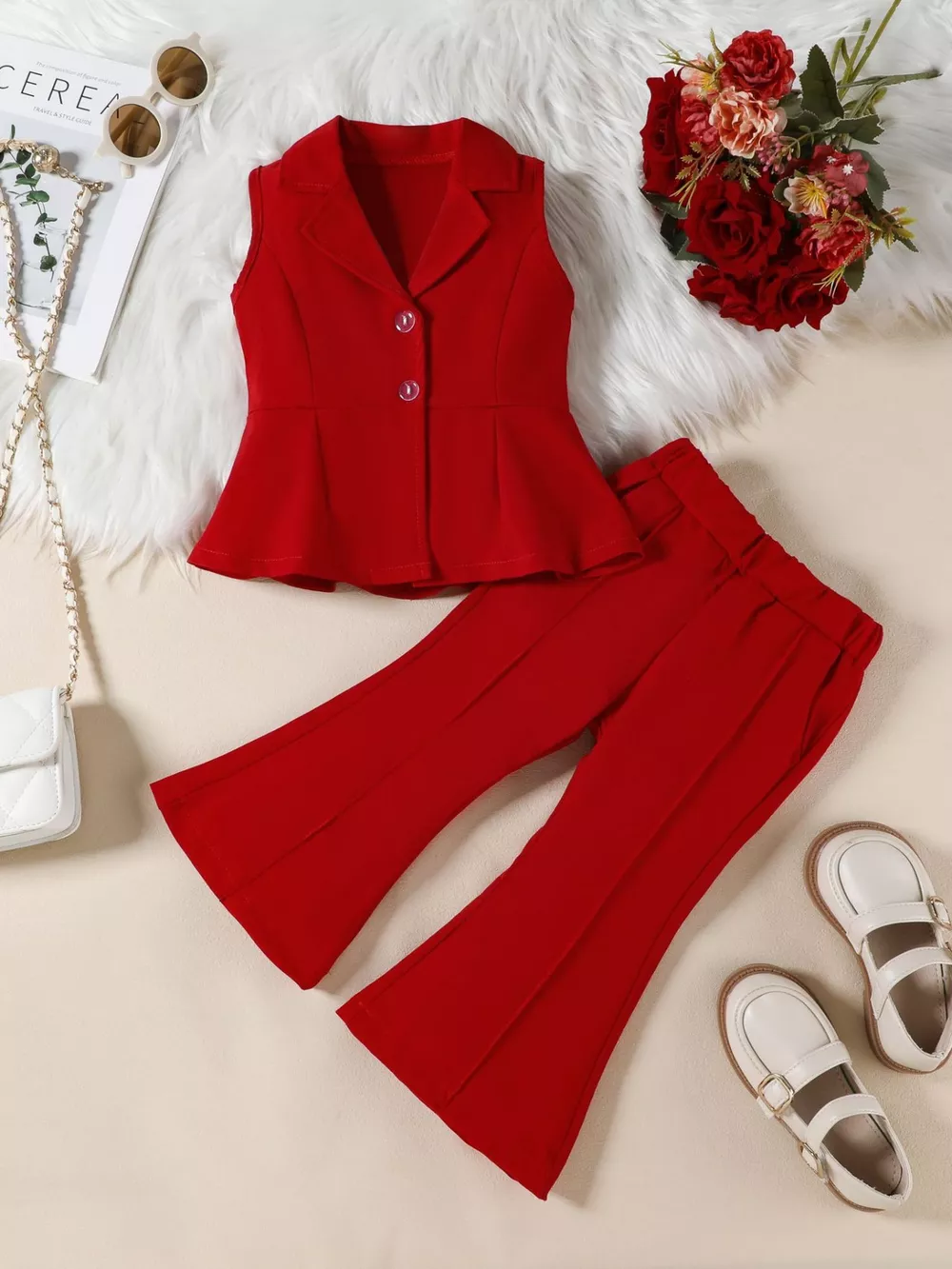 Sleeveless Blazer & Flare Pants Set, image 11