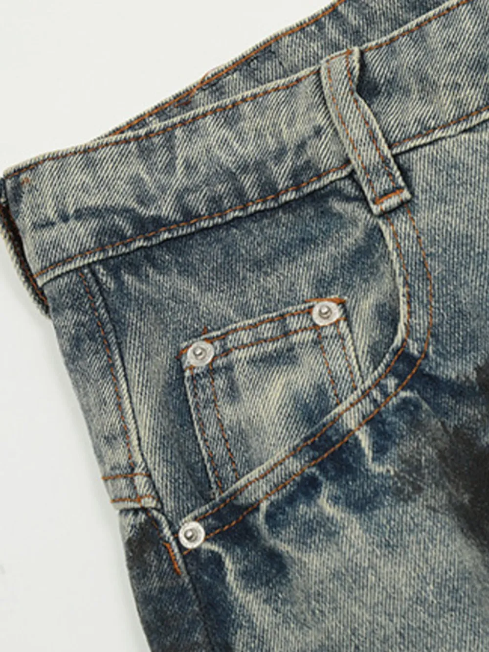 Men's Distressed Wide Leg Acid Wash Jeans, image 7