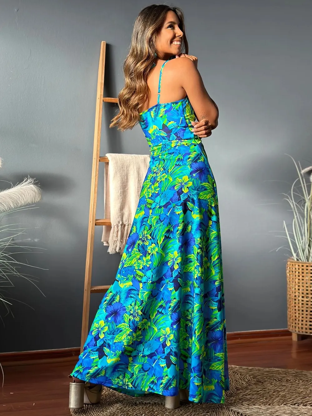 Twisted Printed V-Neck Cami Dress, image 14