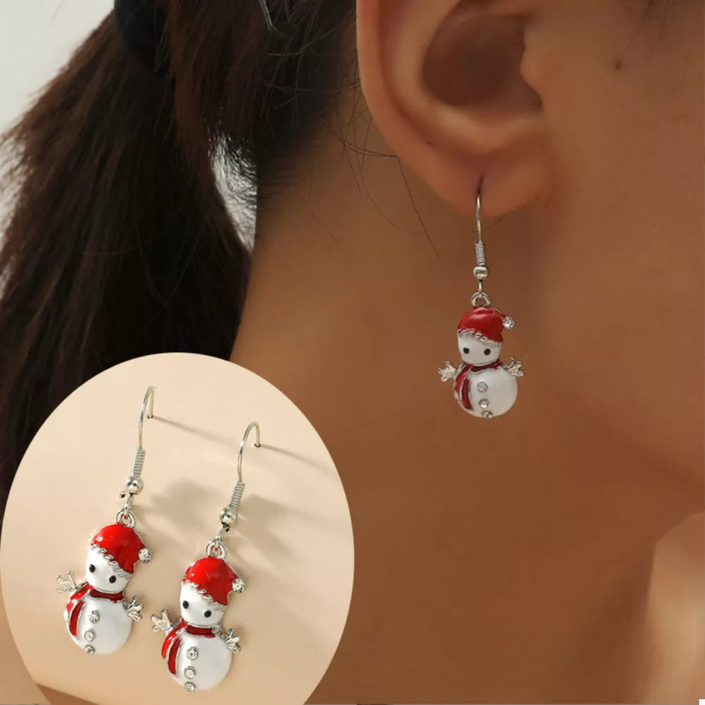 Christmas Snowman Drop Earrings, image 3