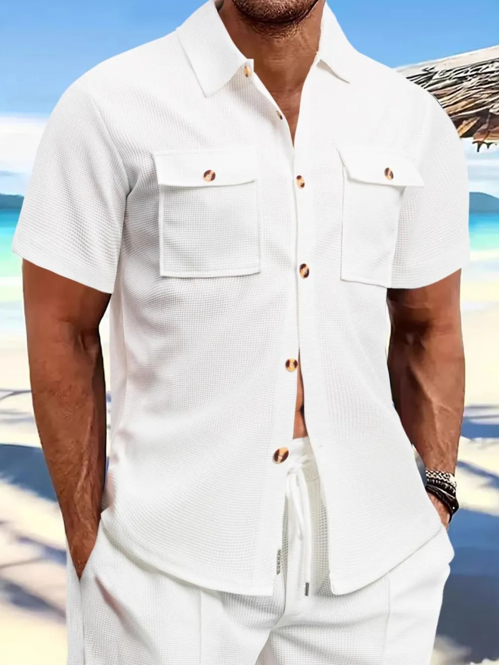 Men's Full Size Button Down Short Sleeve Shirt Plus Size, image 2
