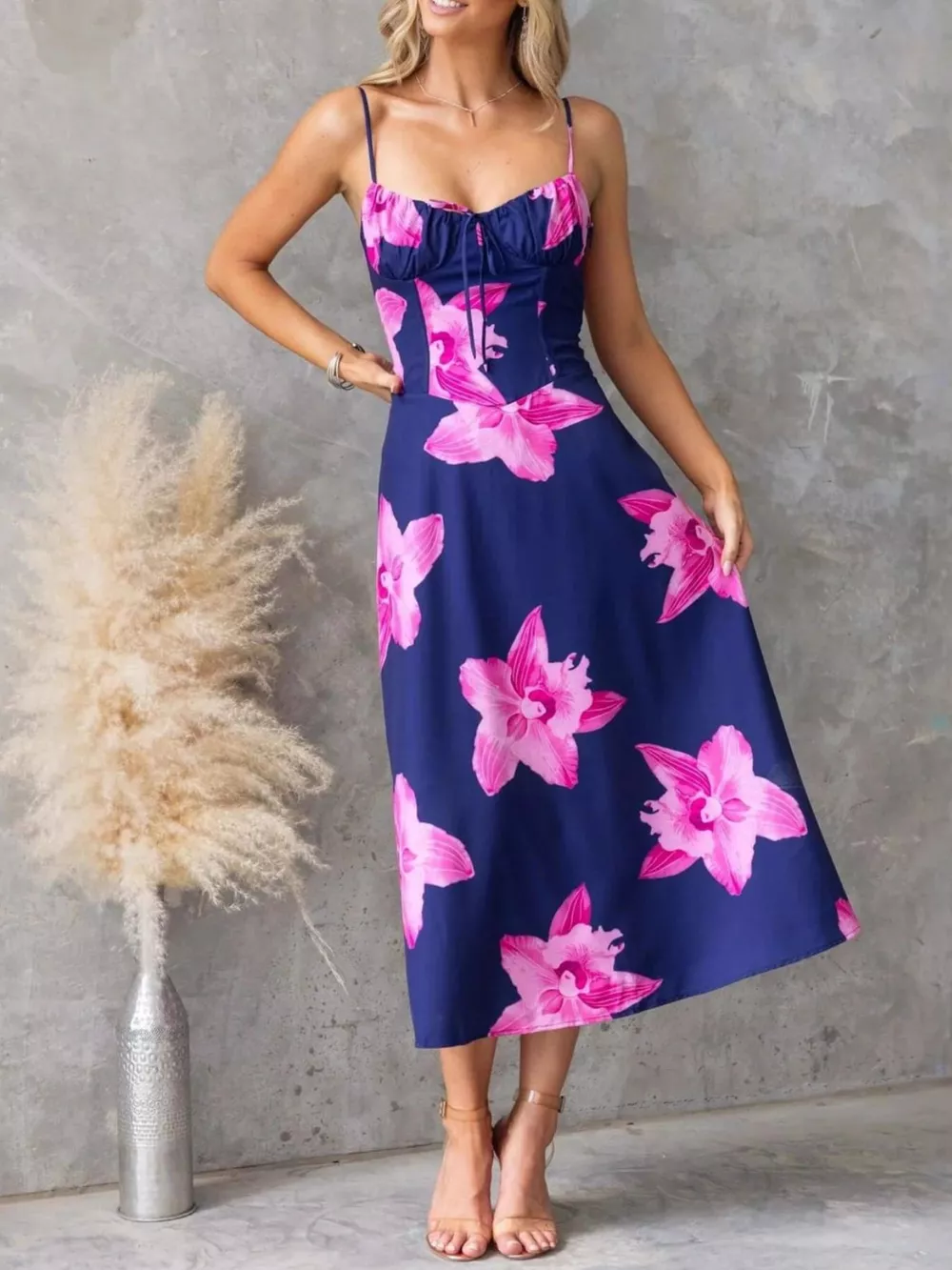 Floral Print Midi Cami Dress, image 3