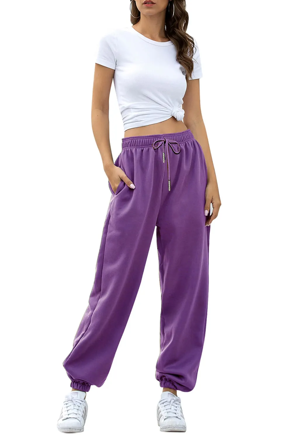 Elastic Waist Joggers with Pockets, image 18