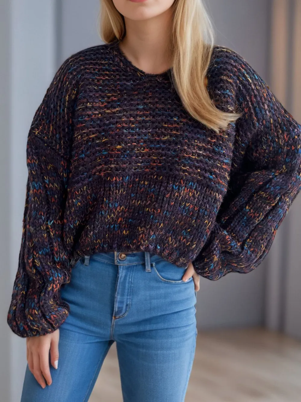 Dropped Shoulder Long Sleeve Sweater, image 4
