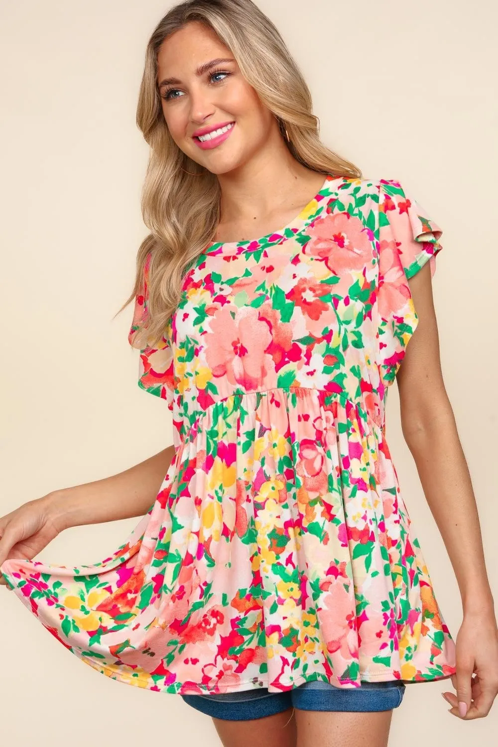 Floral Peplum Babydoll Blouse, image 2