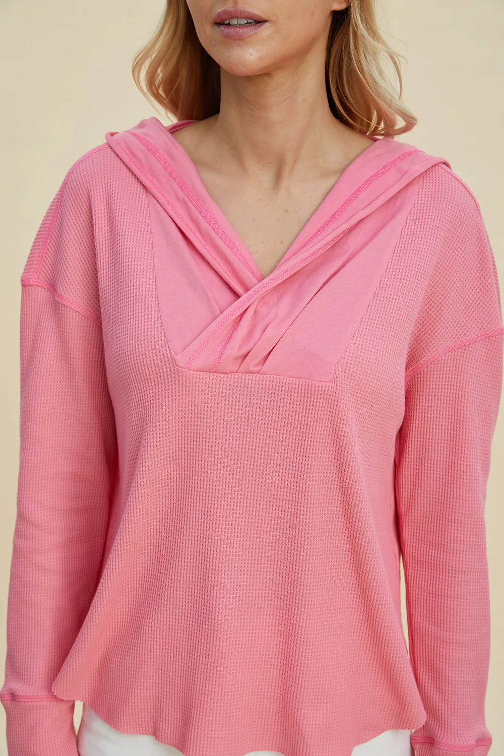 Full Size High-Low Dropped Shoulder Long Sleeve Hoodie, image 3