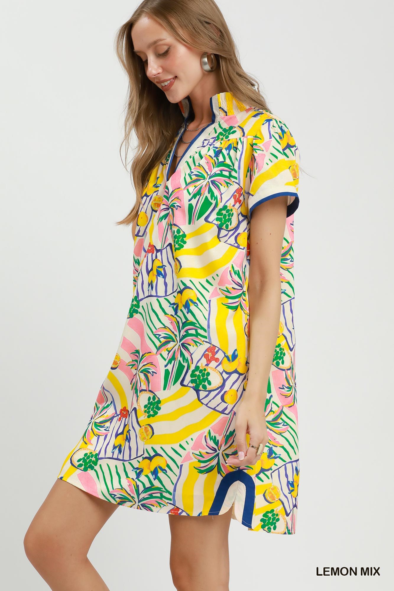 Tropical Print Collared Shift Dress, image 2
