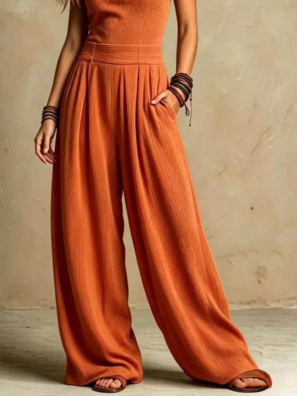 Full Size Halter Neck Wide-Leg Jumpsuit Plus Size, image 11