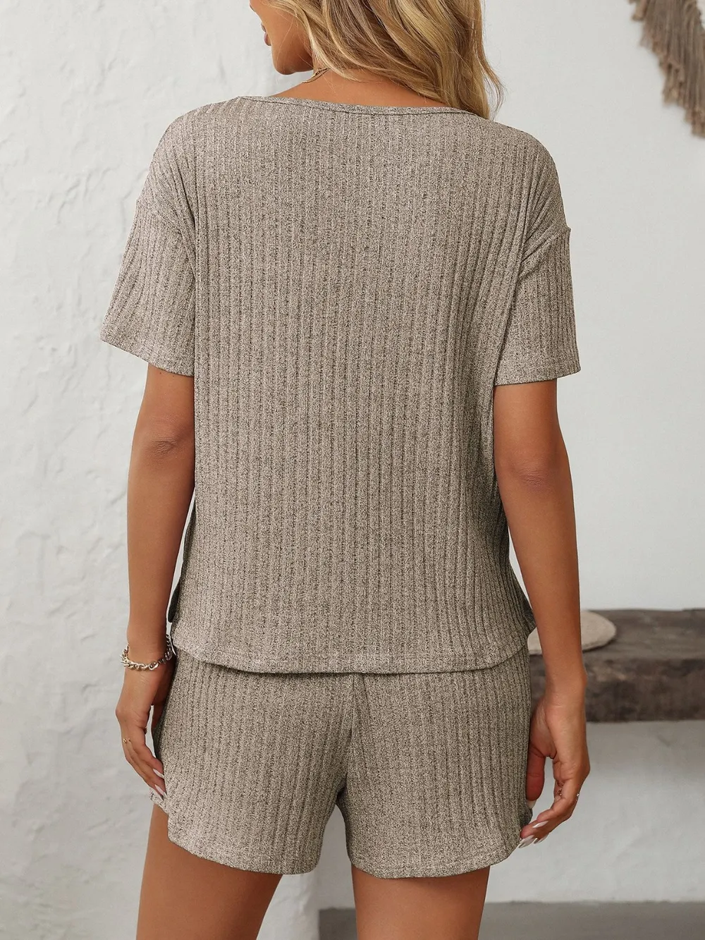 V-Neck Short Sleeve Top and Shorts Set, image 7