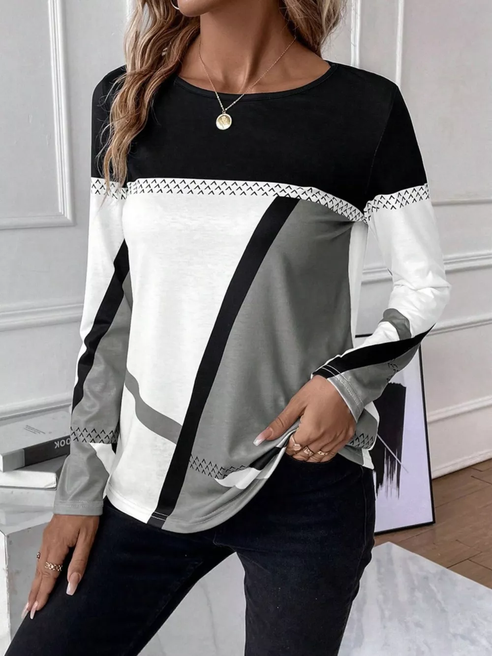 Color Block Long Sleeve T-Shirt, image 3