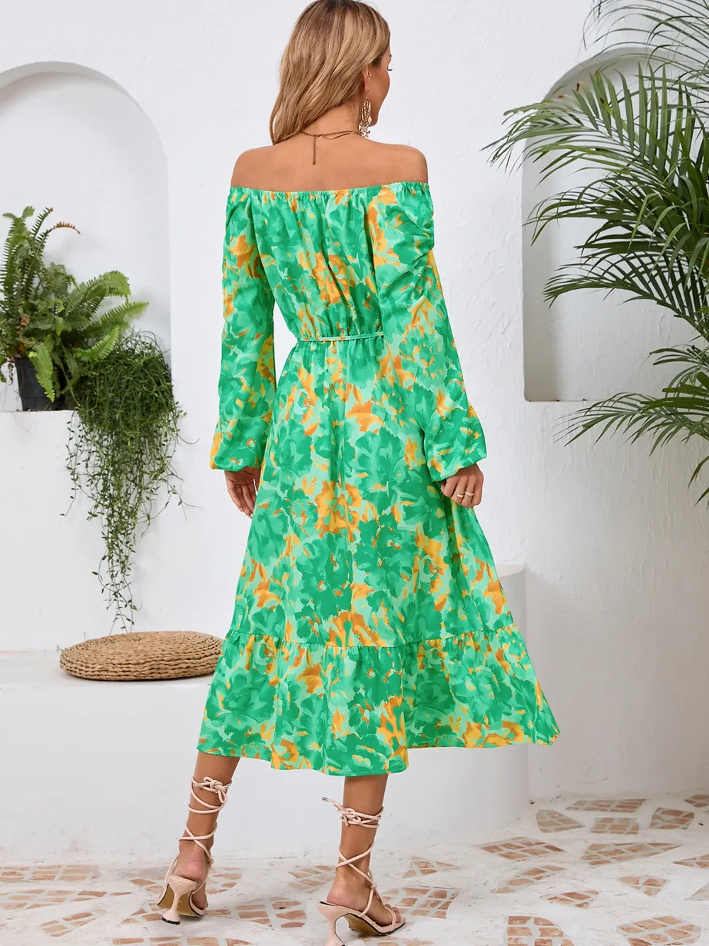 Printed Long Sleeve Midi Dress, image 22