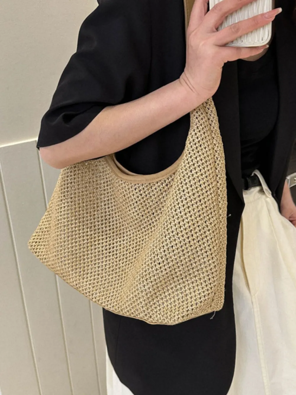 Woven Straw Shoulder Bag, image 2