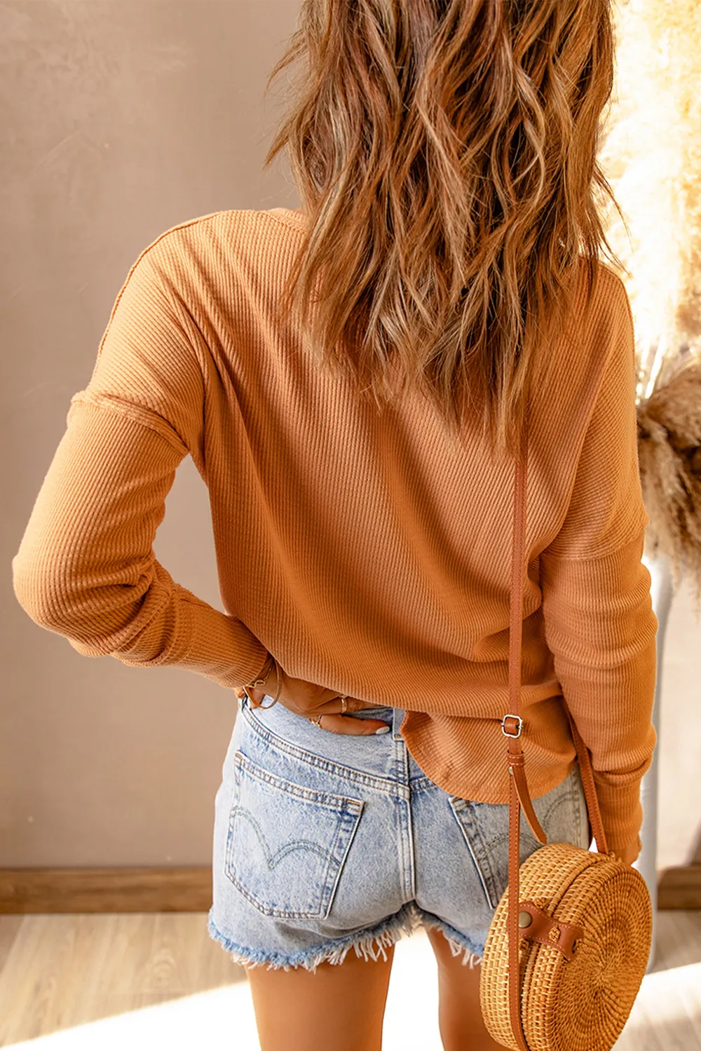 Full Size Half Button Drop Shoulder T-Shirt, image 3